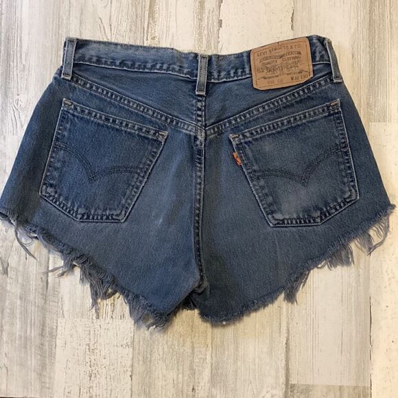 Vintage Levi’s 618 02 Orange Tab Blue Fade Denim High Rise Jeans Shorts - Picture 5 of 7